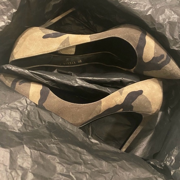 Ysl saint laurent green black and brown army fatigue suede pumps - Picture 1 of 6